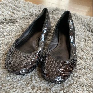 Coach Silver Sequin Flats